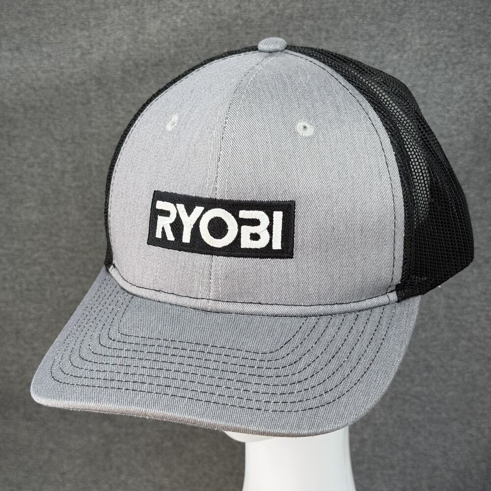 Ryobi Tools Snapback Hat Port Authority Gray Black Mesh Trucker Adjustable Cap